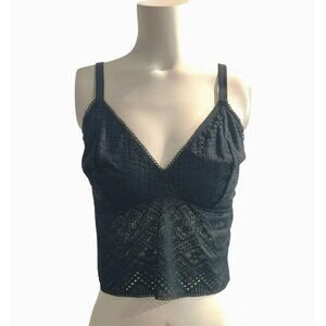 VTG Coquette Whimsical Fairy Grunge Goth Auden Lace Top Large Black